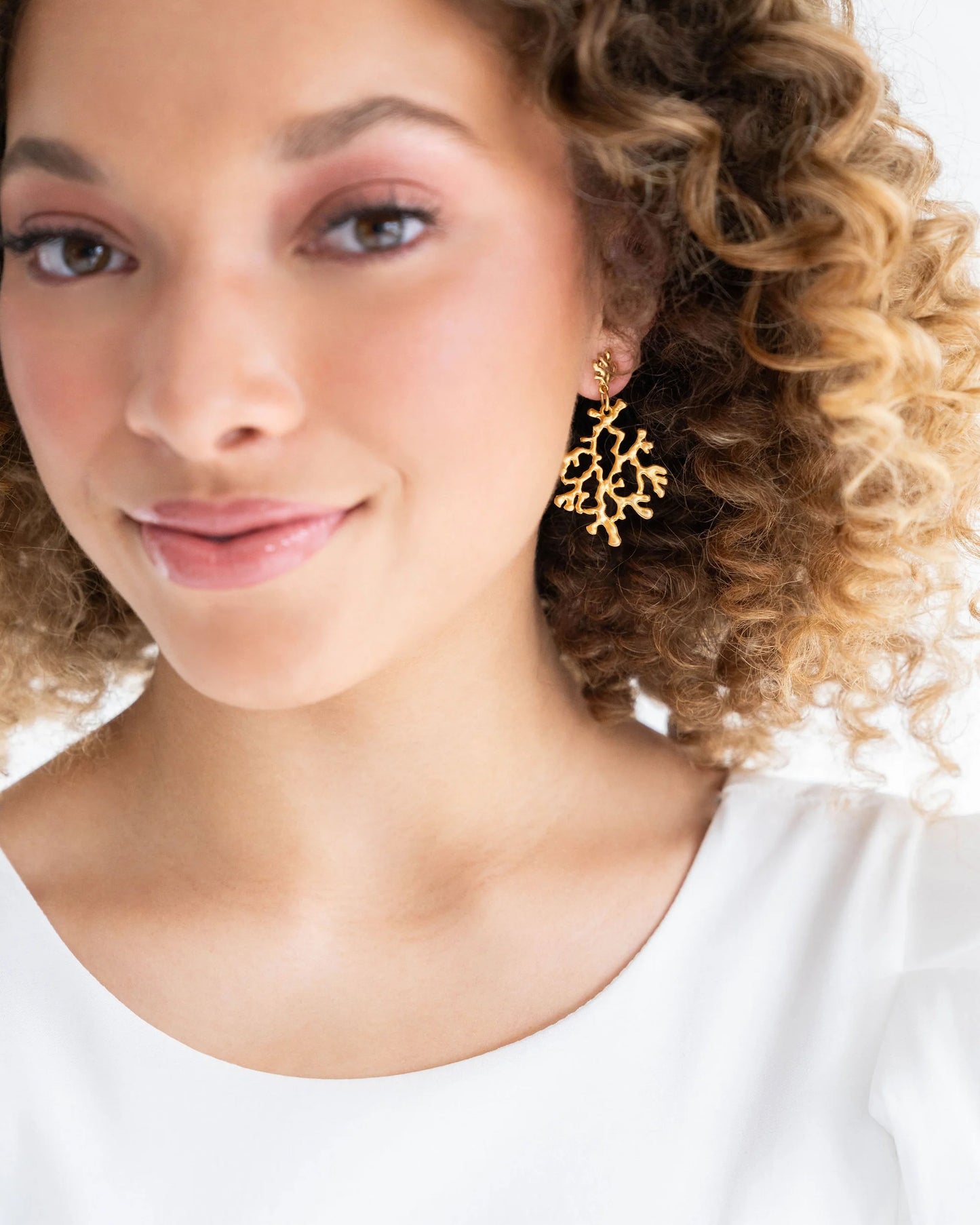 Gold Coral Branch Earrings