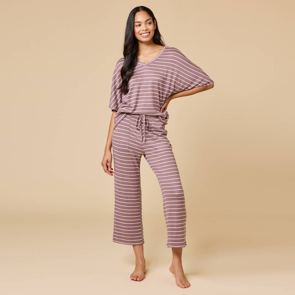 Striped Dream V-Neck Capri Lounge Set