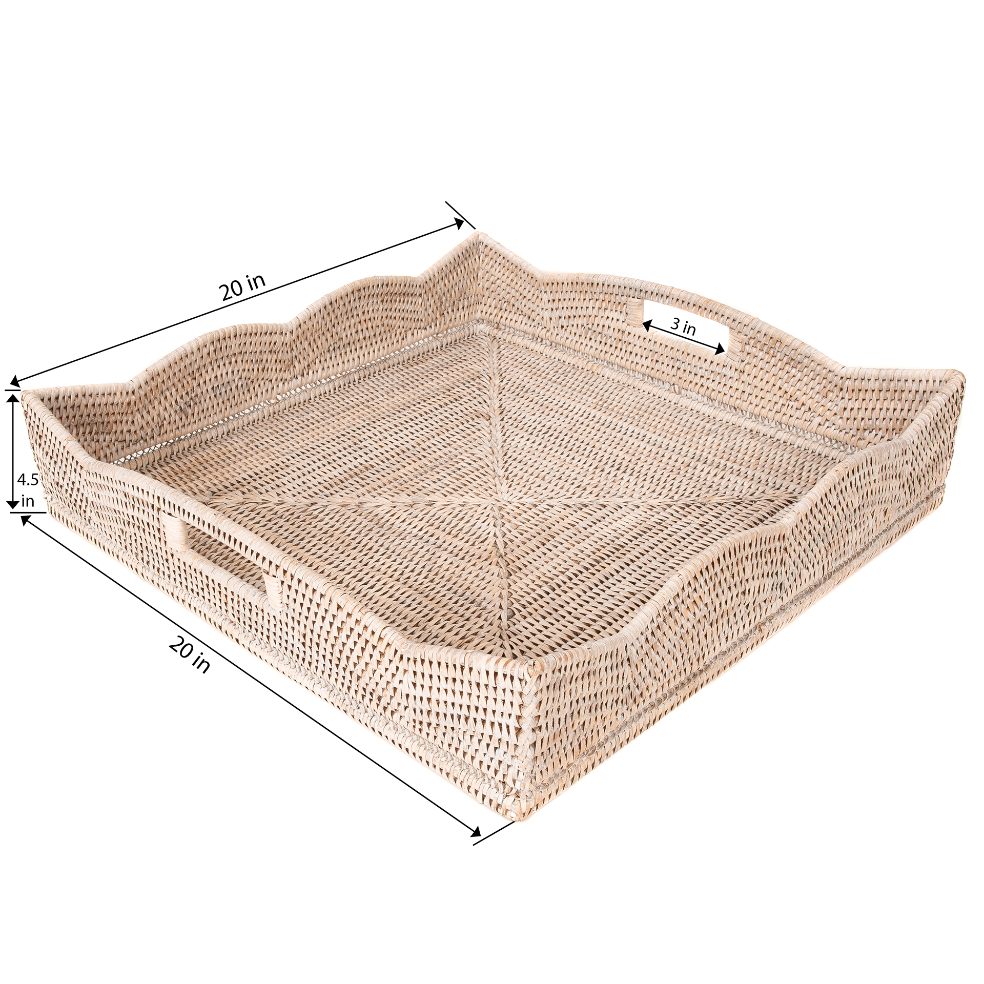 Artifacts Rattan Scallop Collection Square Tray at LaSource in Darien