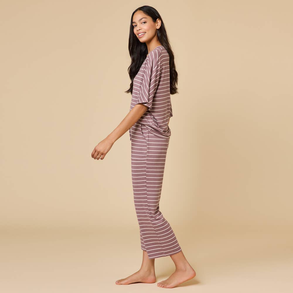 Striped Dream V-Neck Capri Lounge Set