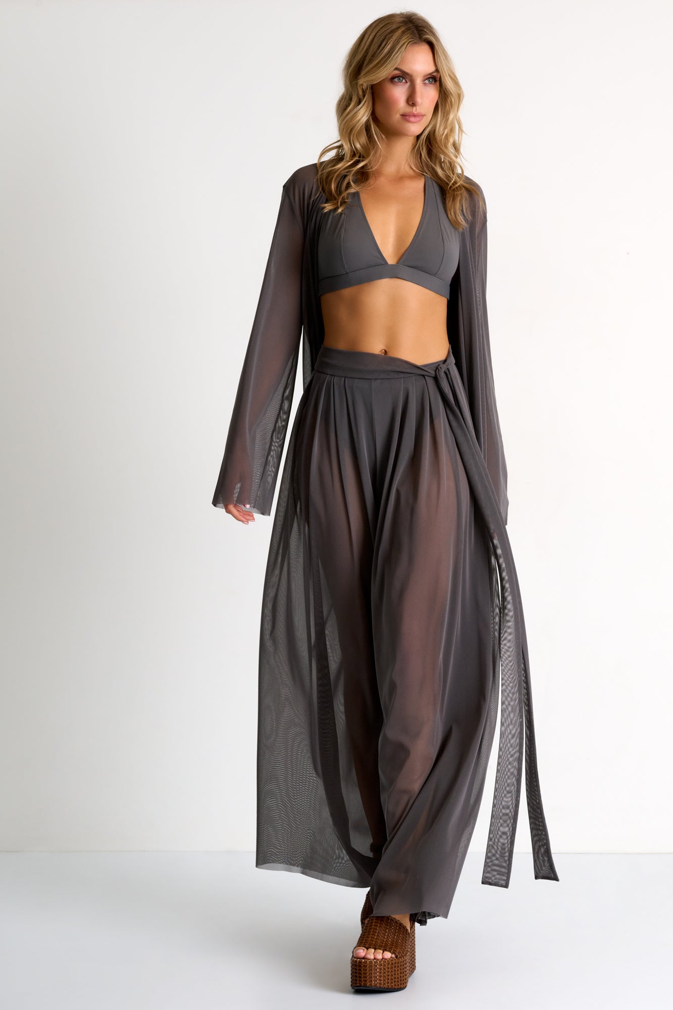 Mesh Pants with Tie-Knot Detail