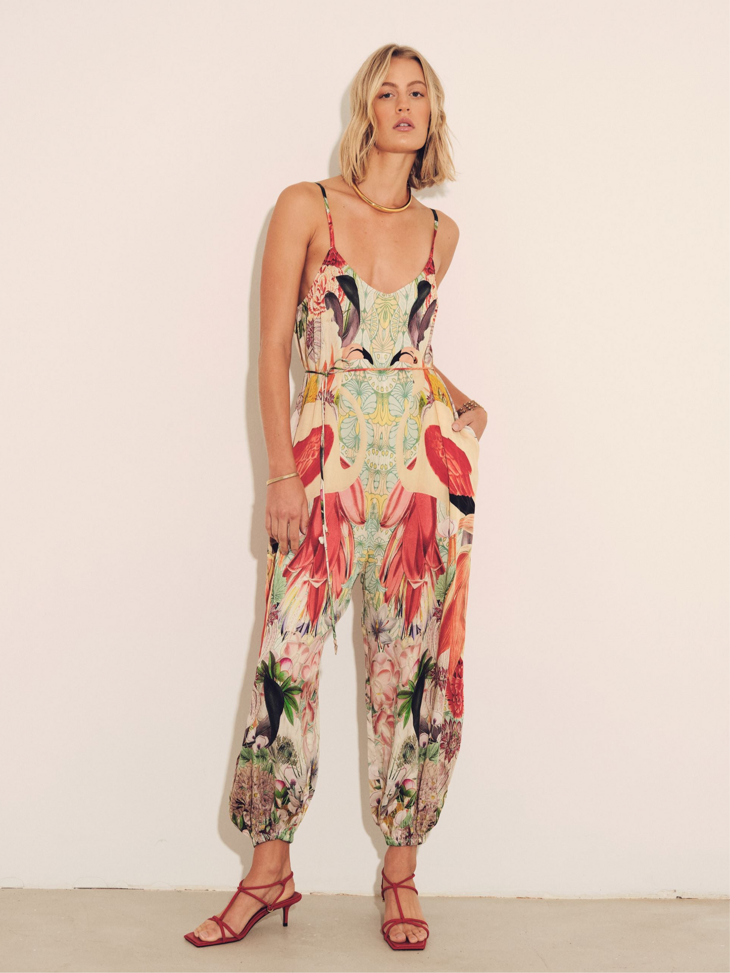 Balloon Jumpsuit in Flamingos