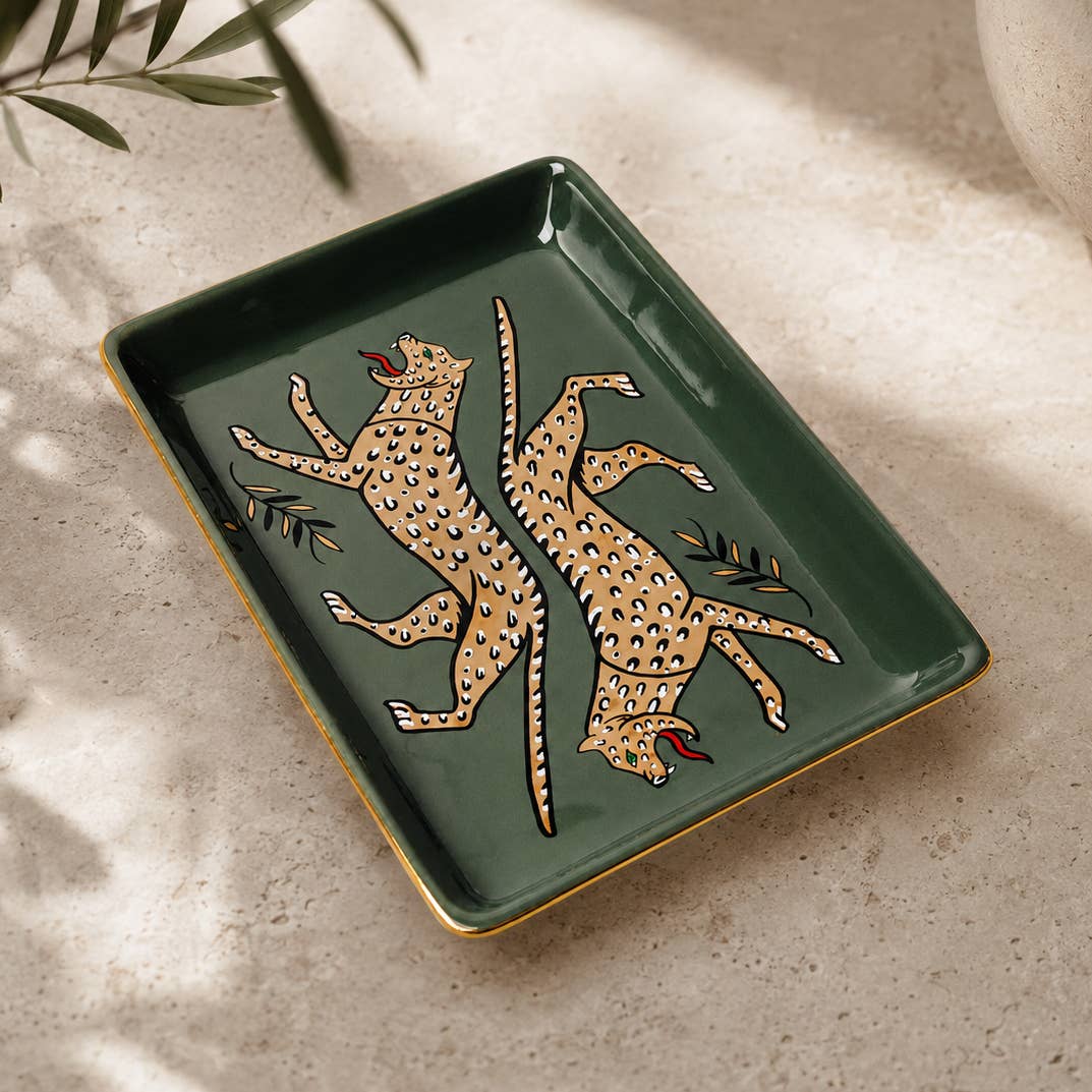 Duo Leopard Ceramic Tray