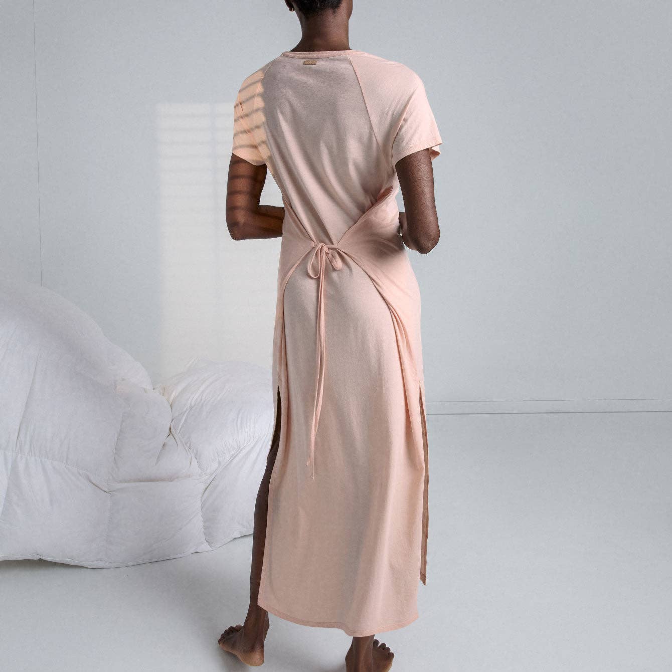 Lunya - Organic Pima Wrap Dress in Dulcet Petal, available at LaSource in Darien