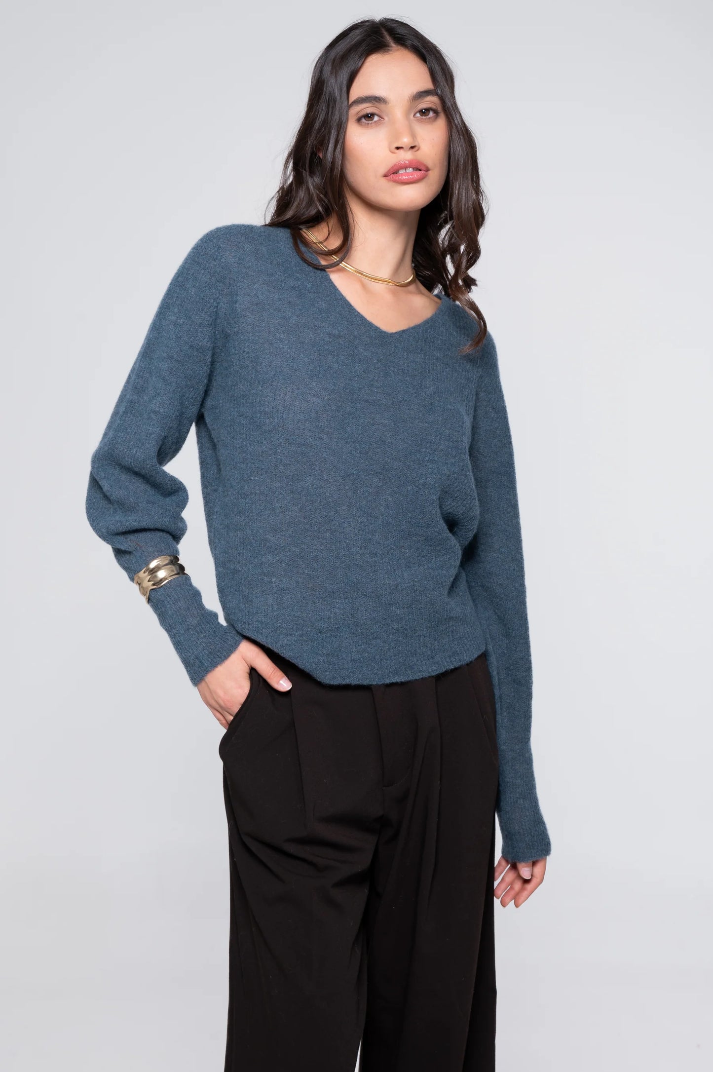 V-Neck Alpaca Sweater