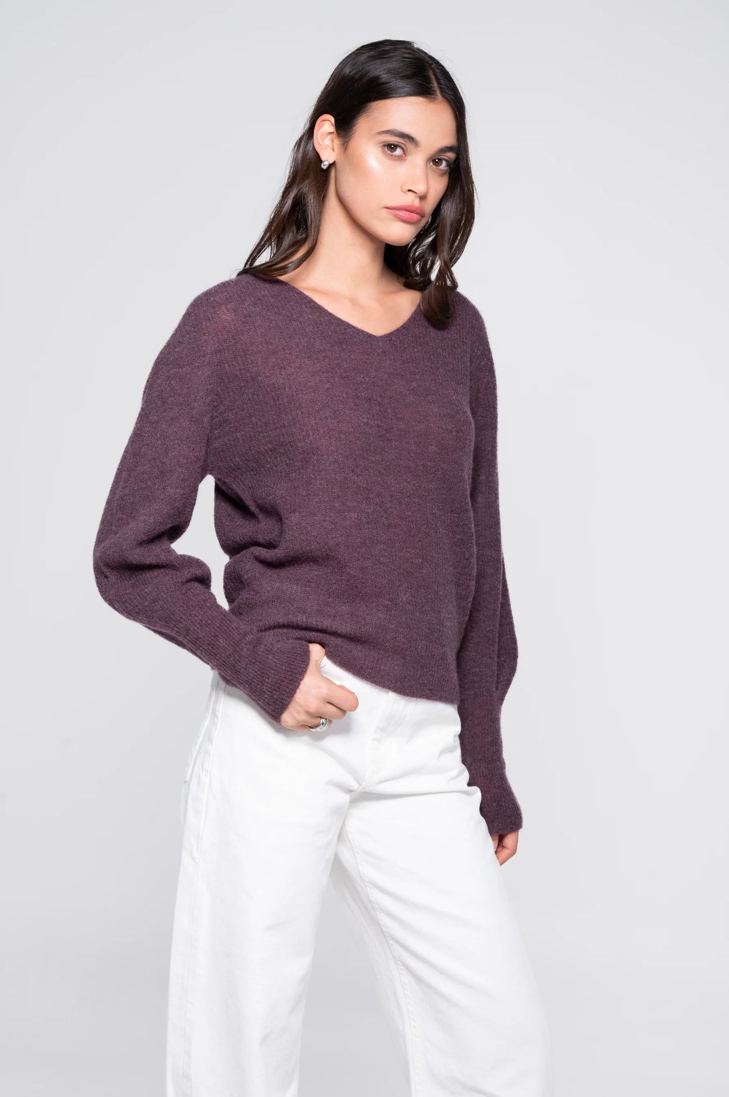 V-Neck Alpaca Sweater