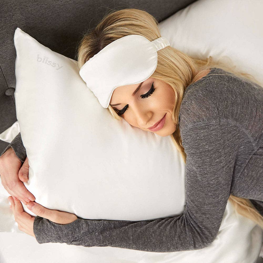 Blissy White Silk Pillowcase in Queen, available at LaSource in Darien