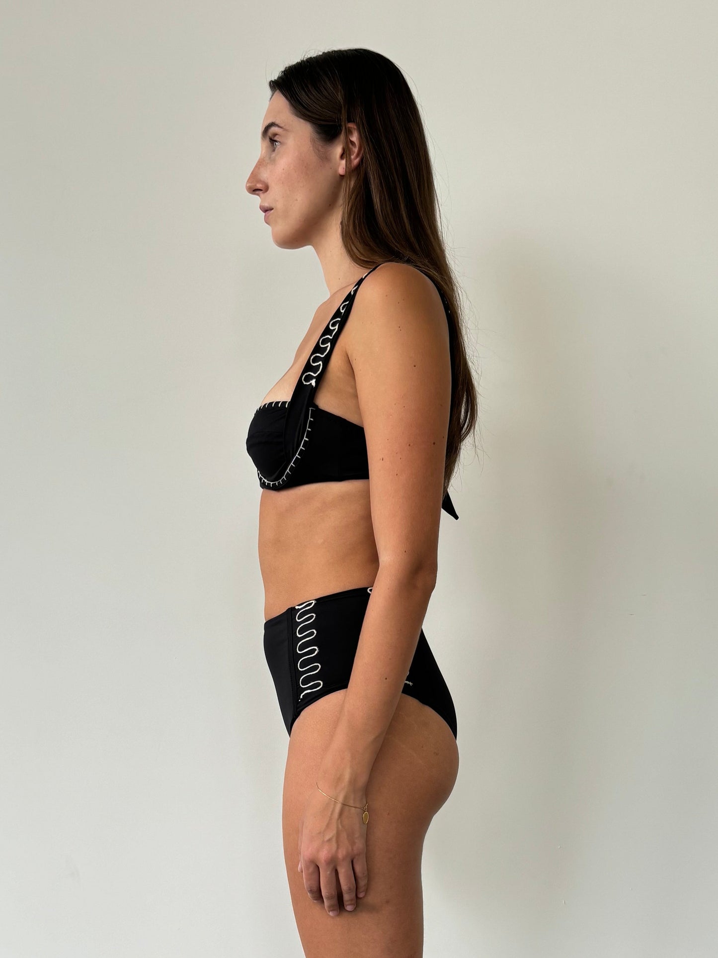 Carmel Bikini Bottom in Black Cream