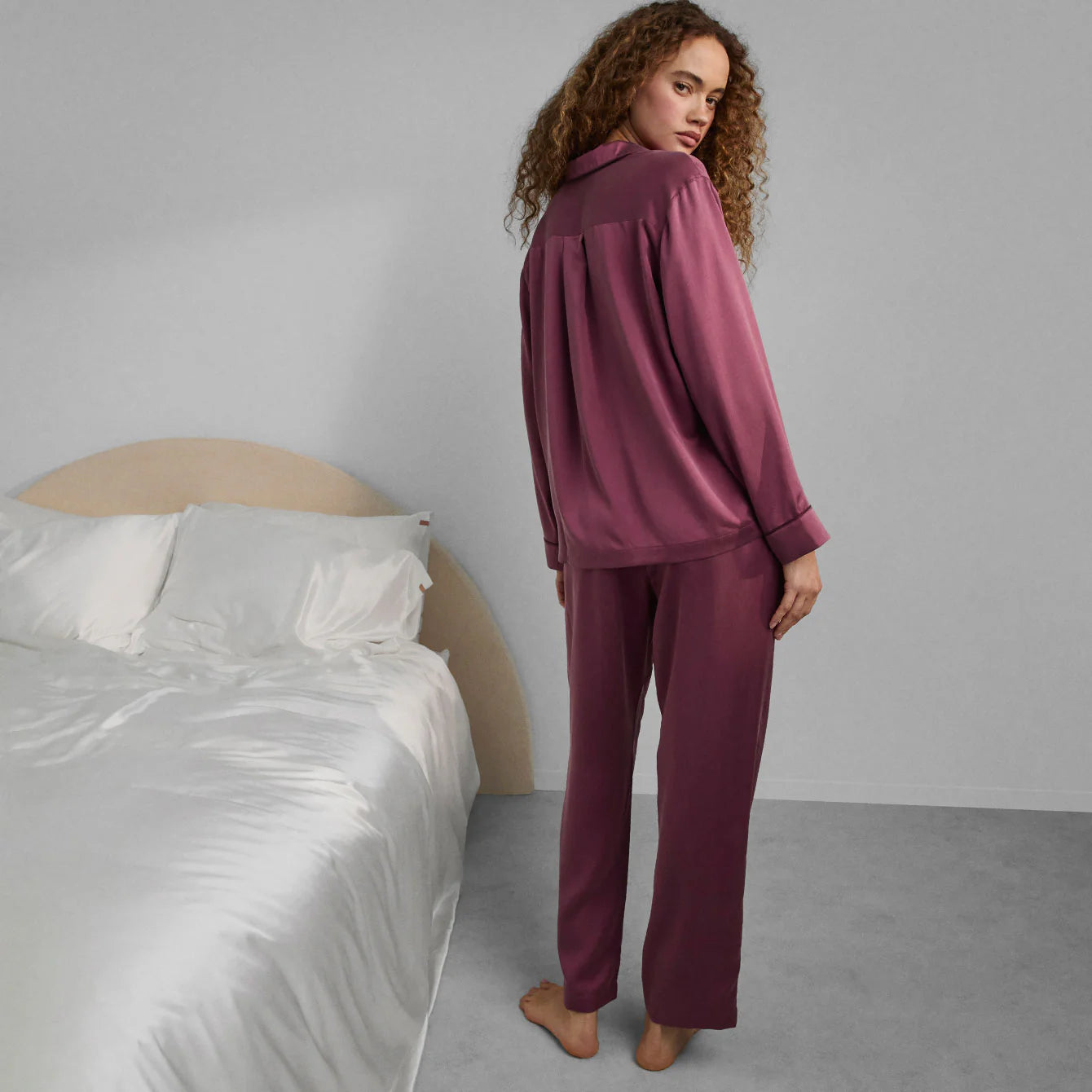 Washable Silk Piped Pant Set