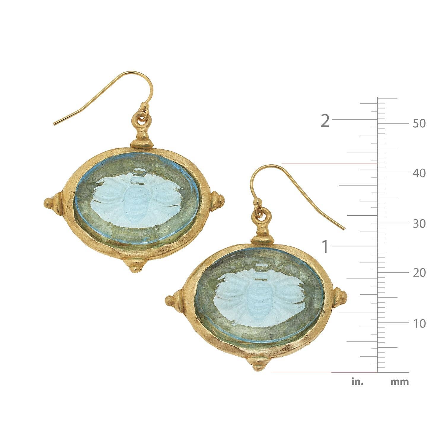Susan Shaw - Aqua Venetian Glass Bee Earrings, available at LaSource in Darien