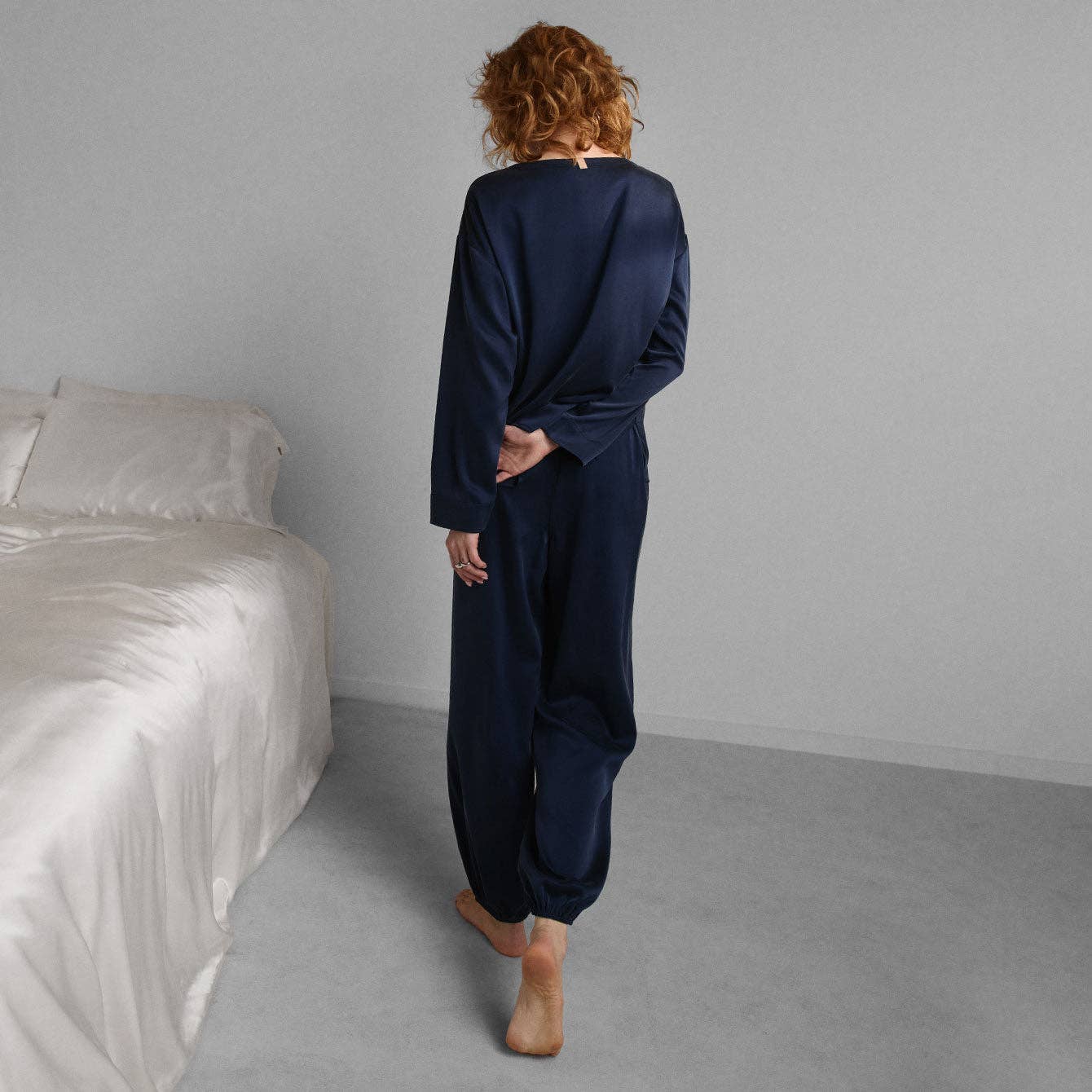 Washable Silk Long Sleeve Jogger Pant Set