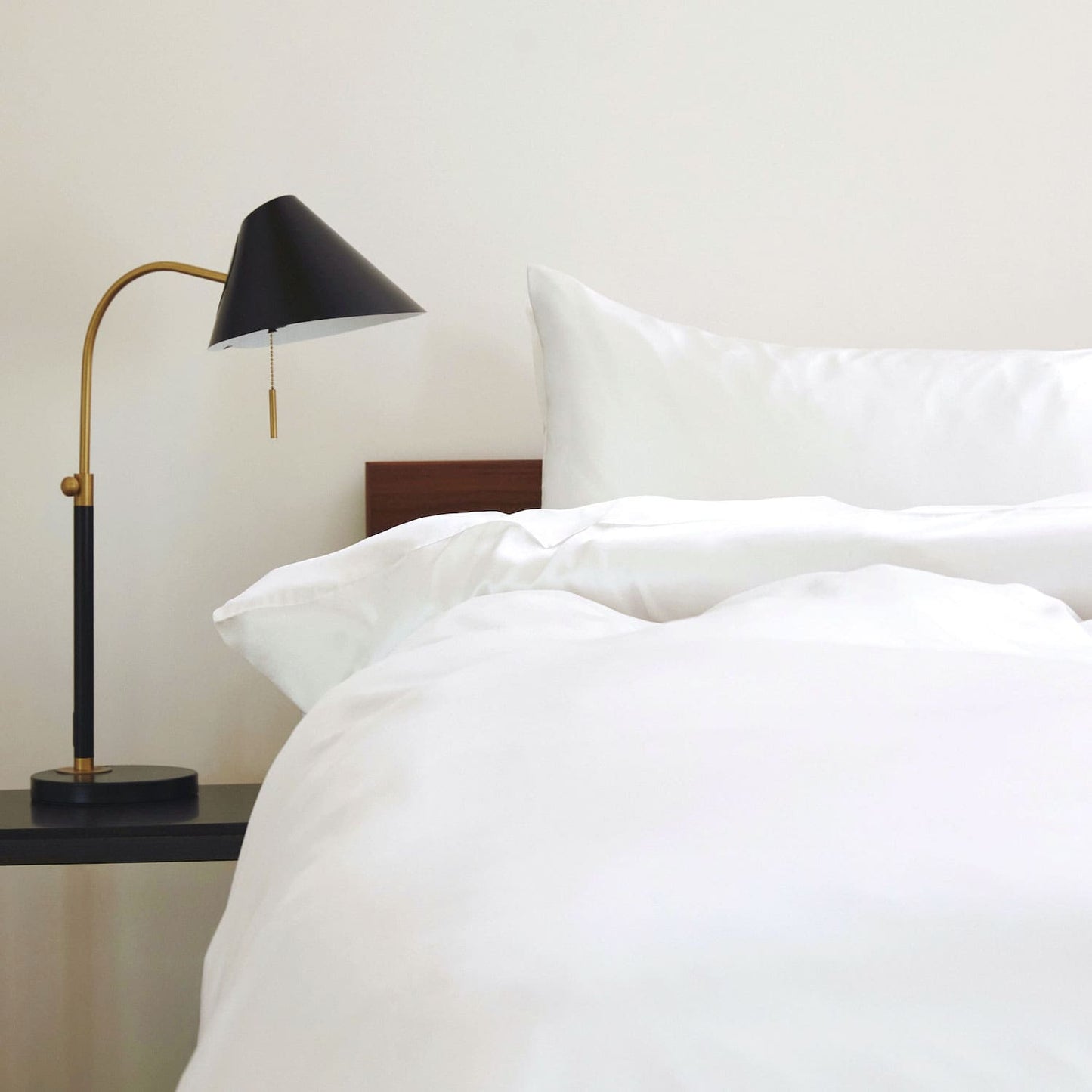 Lunya Washable Silk Duvet Cover in white, available in King or Queen at LaSource in Darien.