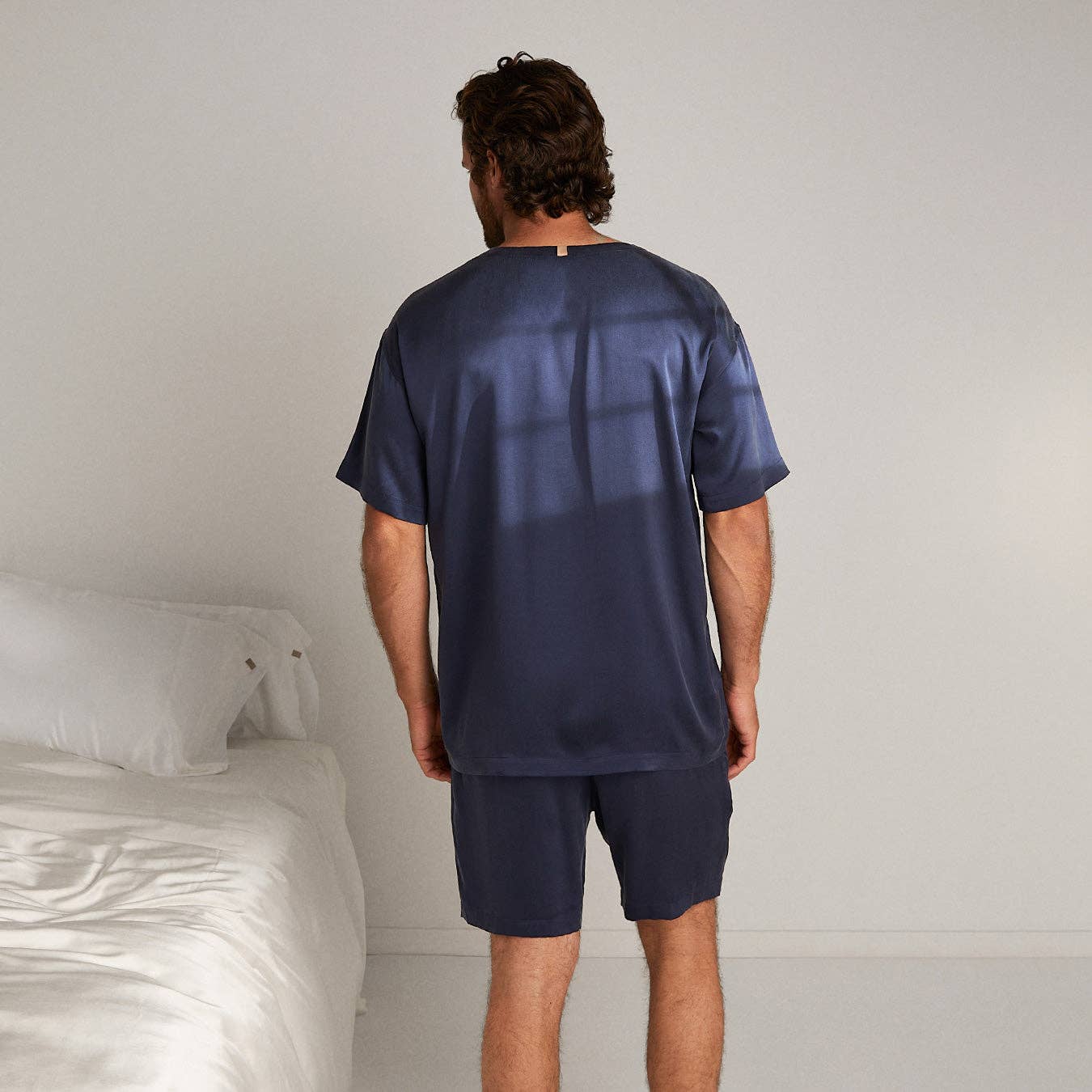 Lunya - Men's Washable Silk Short Set in Deep Blue, available at LaSource in Darien and LaSource in New Canaan.