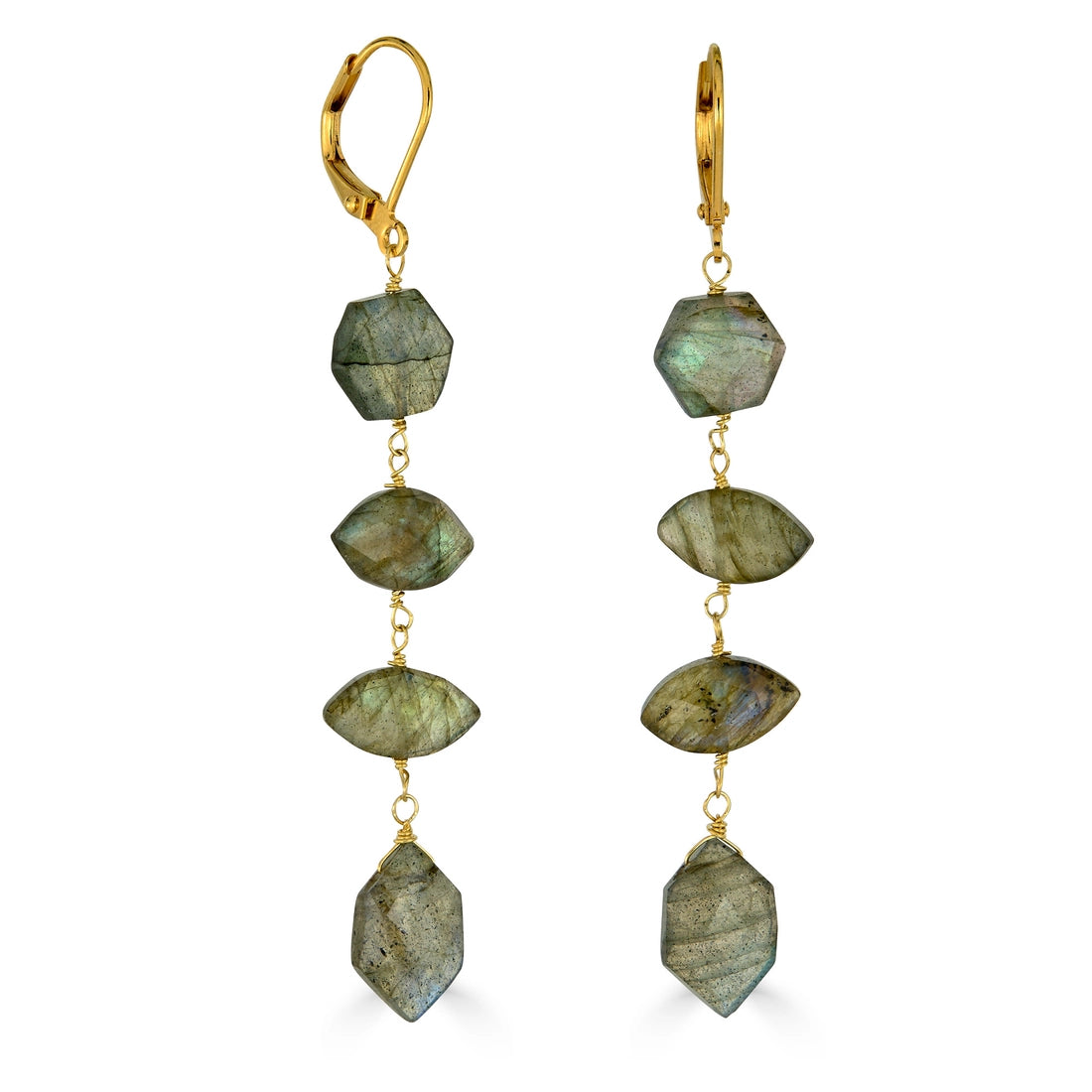 Labradorite Linear Drop Earrings