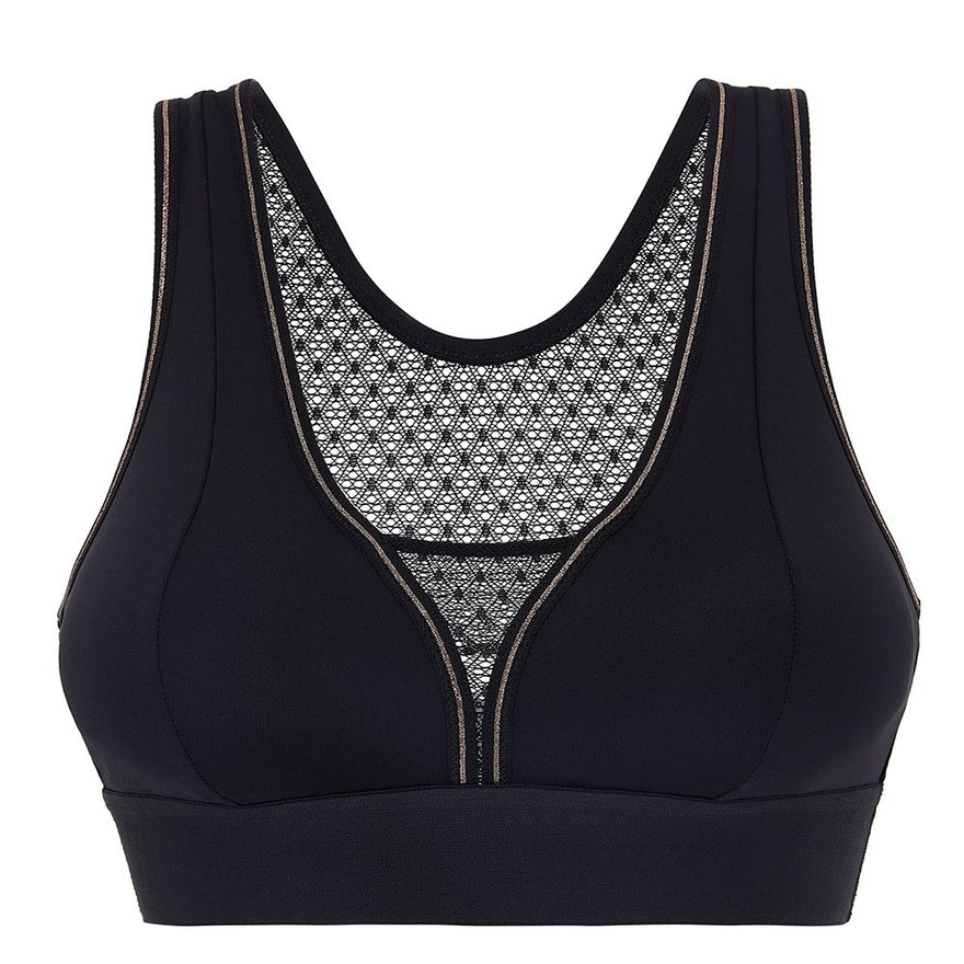 Harmony Medium Impact Wireless Sports Bra in Black, available at LaSource in Darien