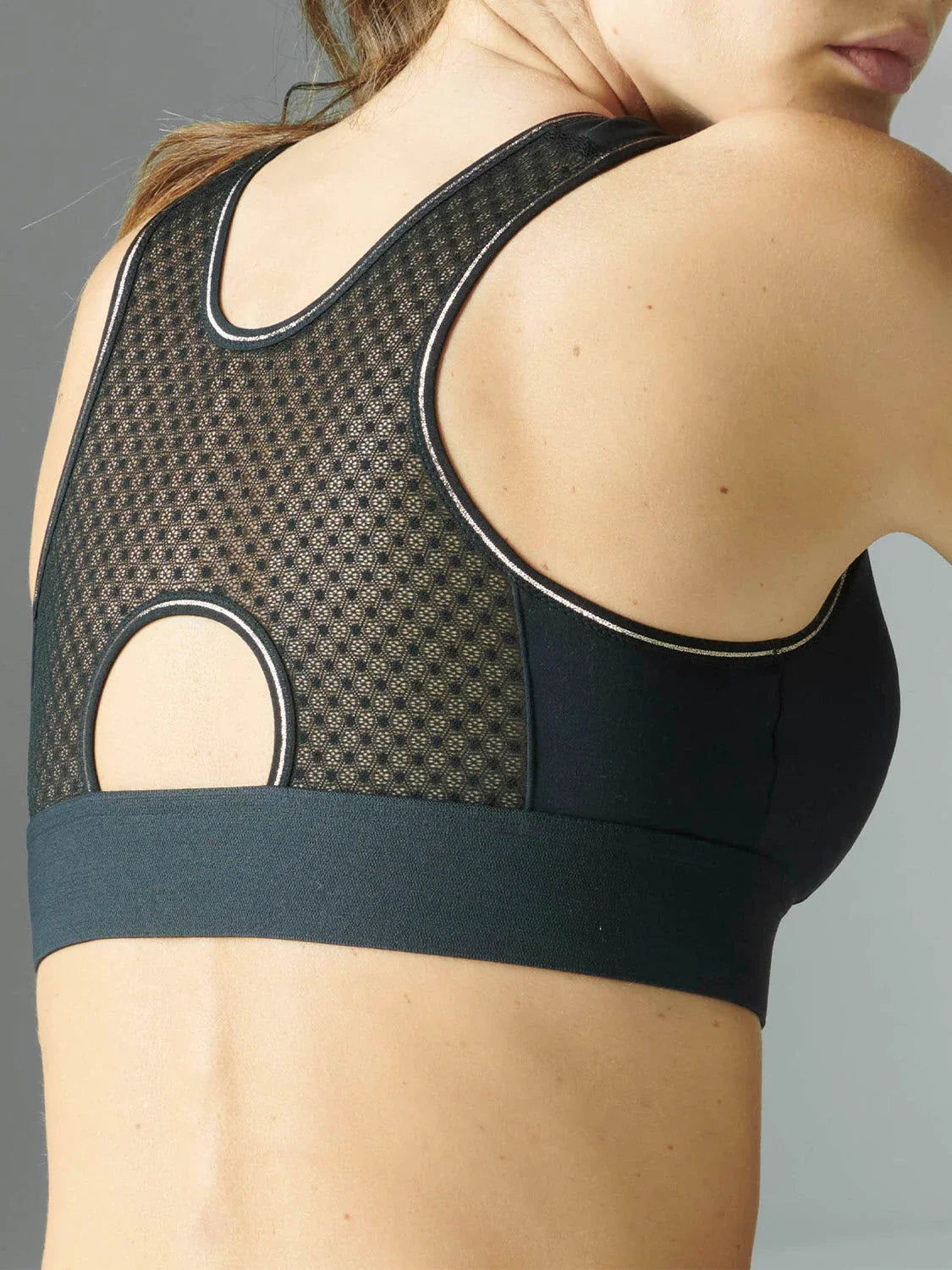 Harmony Medium Impact Wireless Sports Bra in Black, available at LaSource in Darien