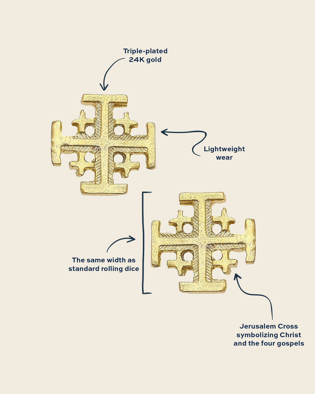 Gold Multi Cross Stud Earring