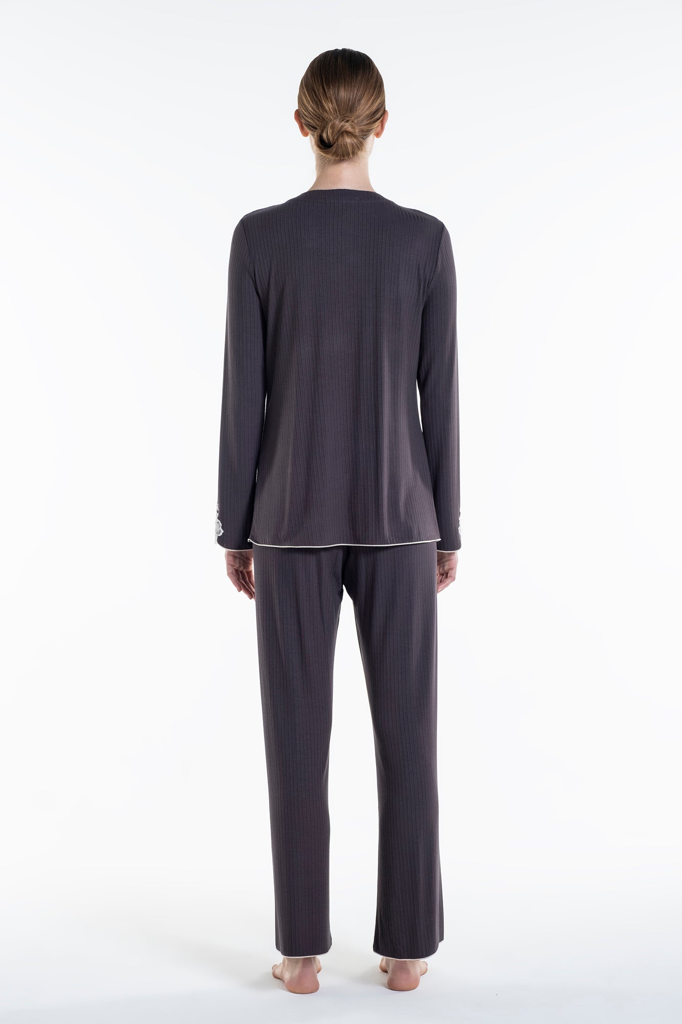 Ribbed PJ Set in Black