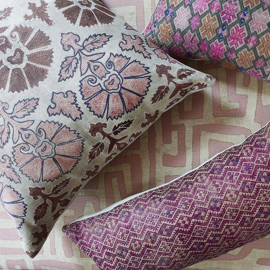 Blush Daisy Suzani Pillow