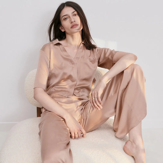 Washable Silk High Rise Pant Set
