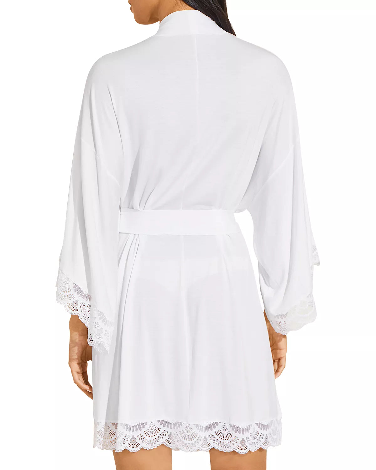 Mariana Kimono Robe with Lace in white, available at LaSource in Darien.