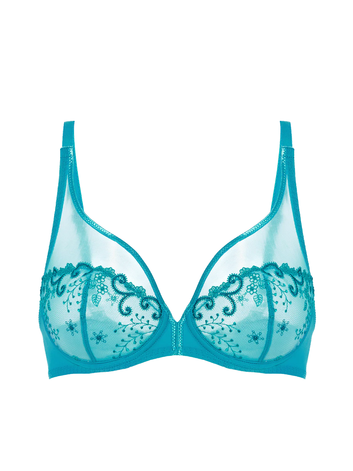 Simone Perele Delice Plunging Underwire Bra in Atoll Blue at LaSource in Darien