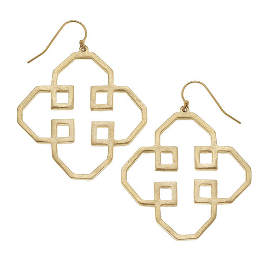 Susan Shaw - Artesian Filigree Cut-Out Earrings in gold, available at LaSource in Darien. 