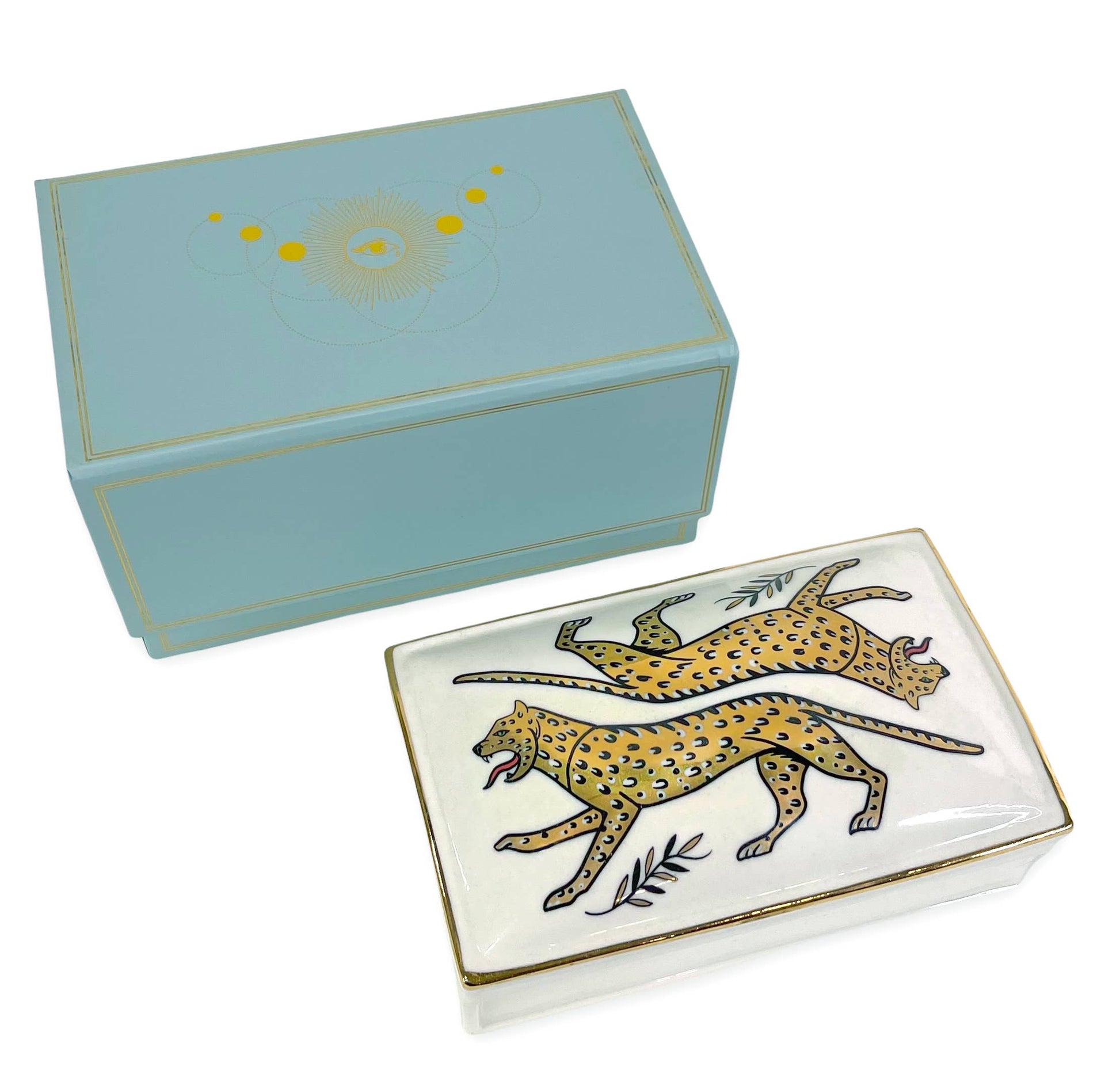 Spitfire Girl Duo Leopard Ceramic Box available at LaSource in Darien