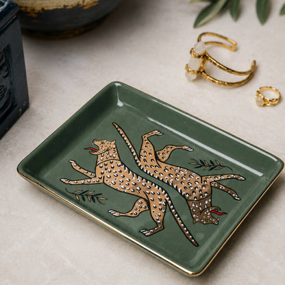 Duo Leopard Ceramic Tray