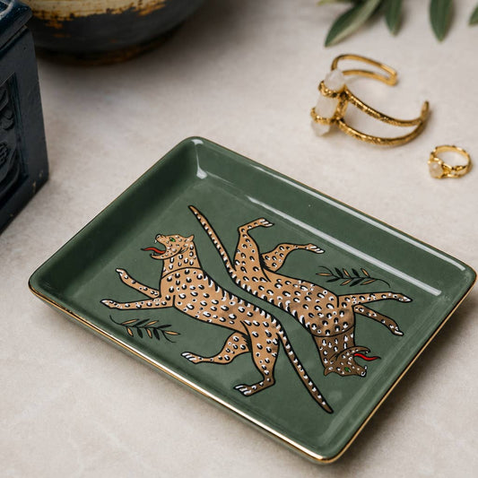 Duo Leopard Ceramic Tray