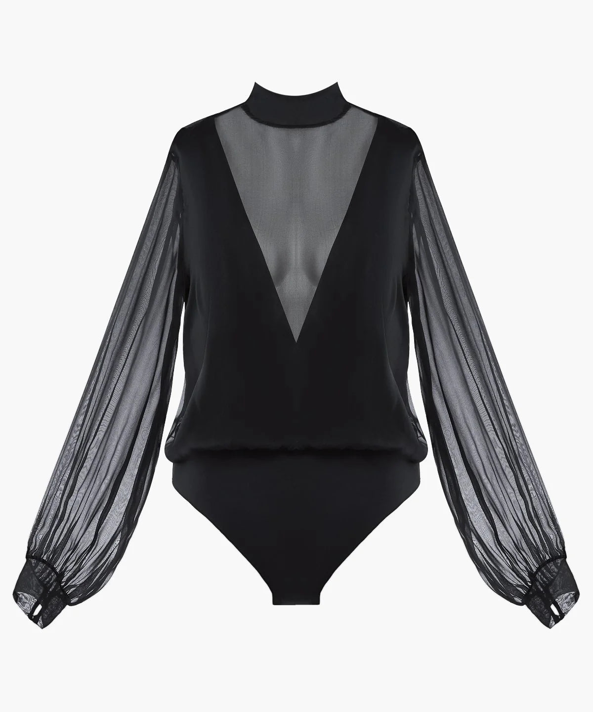 Silk Chiffon Long-Sleeved Bodysuit