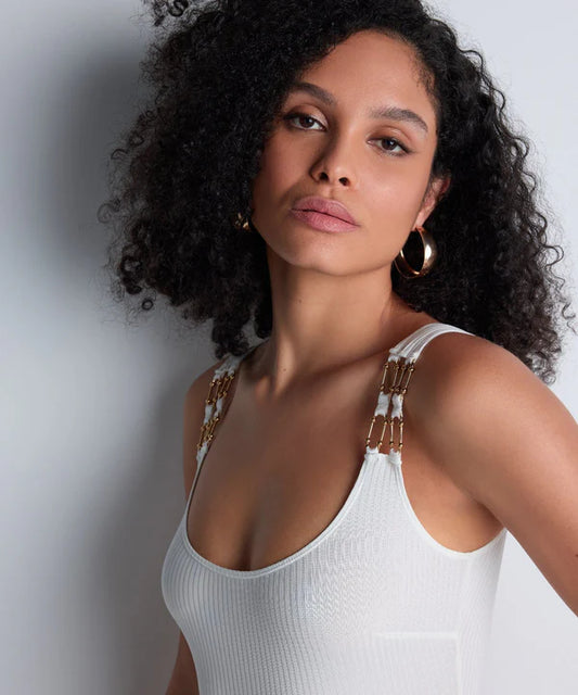 White Les Bodys Tank Bodysuit