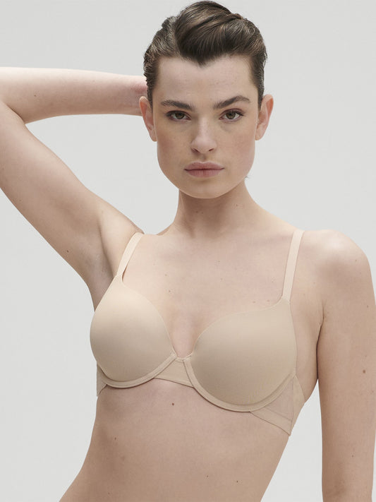 Simone Perele Essentiel Padded Plunge Bra in Rose at LaSource in Darien