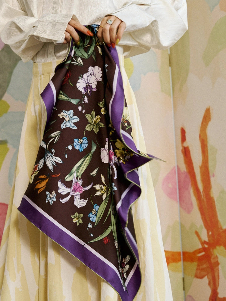 Orchid Symphony Silk Bandana Scarf