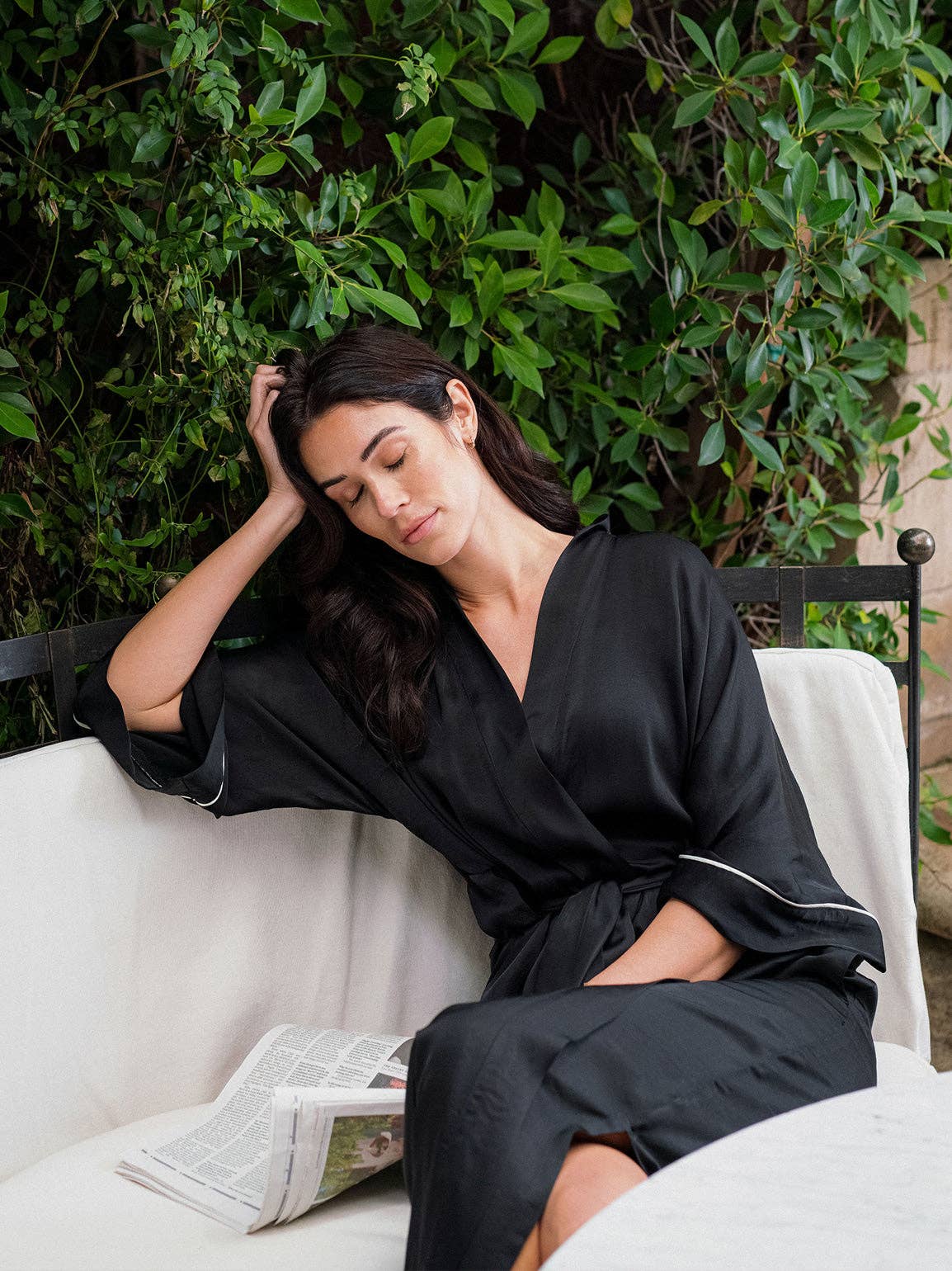 Monaco Silky Robe in black available at LaSource in Darien