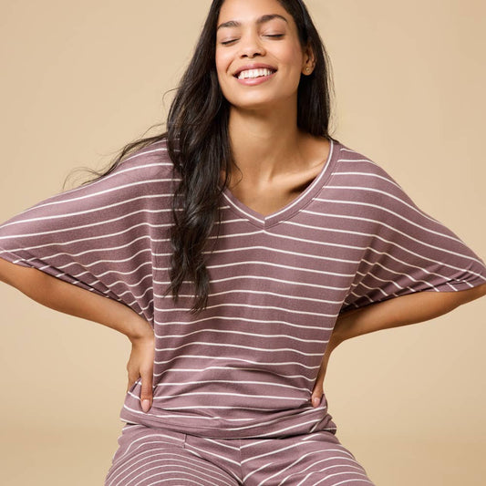 Striped Dream V-Neck Capri Lounge Set