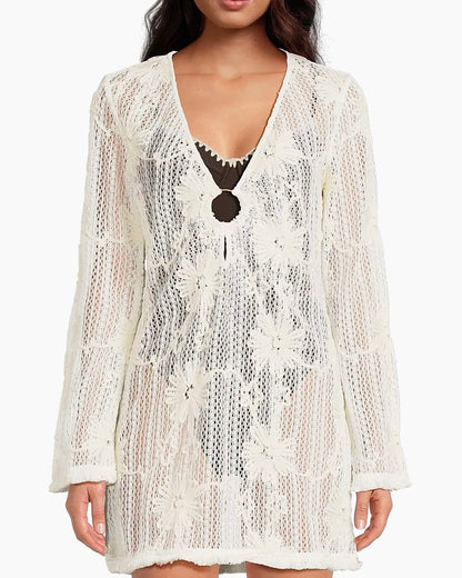 Cassie Embroidered Coverup Mini Dress