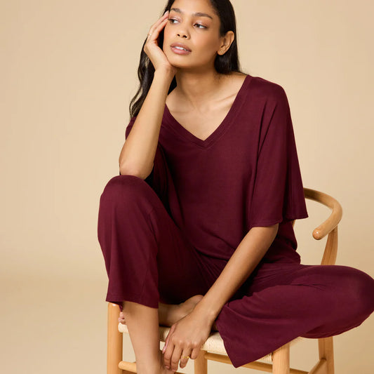 Dream Relaxed V-neck Capri Lounge Set