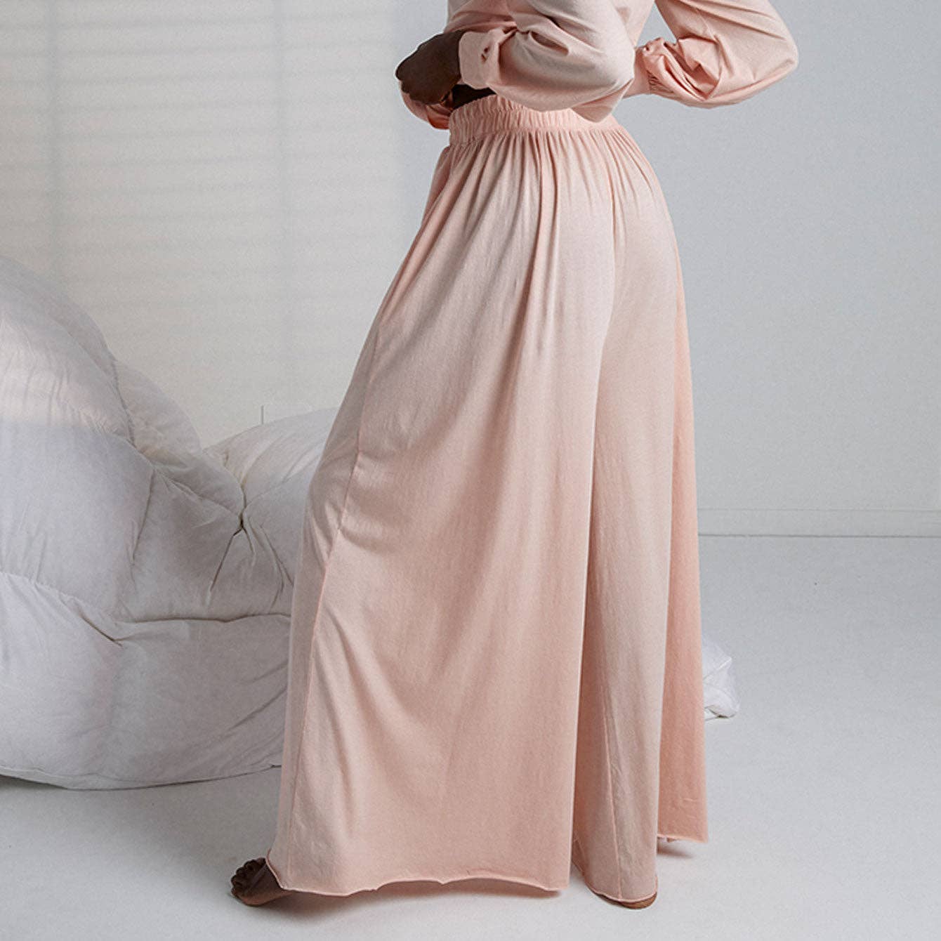 Lunya - Organic Pima Wide Leg Pant in Dulcet Petal, available at LaSource in Darien