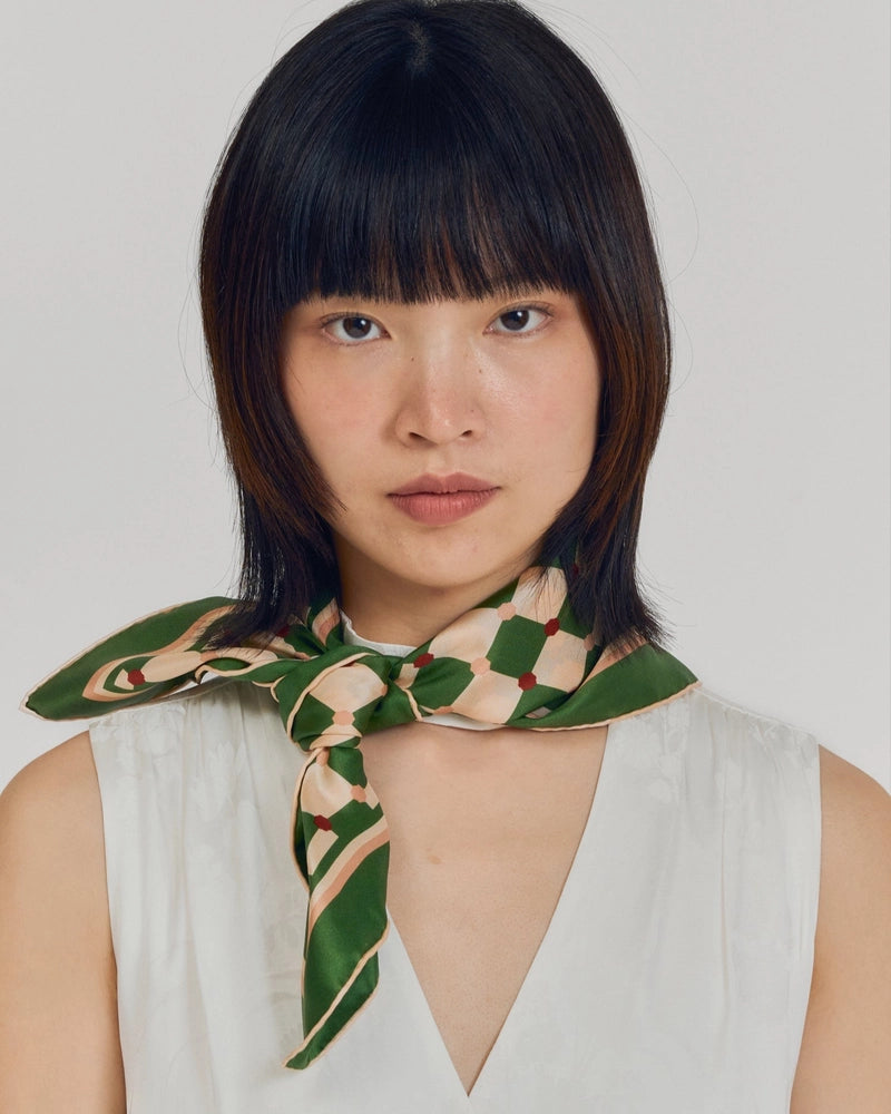 Checkerboard Silk Bandana Scarf
