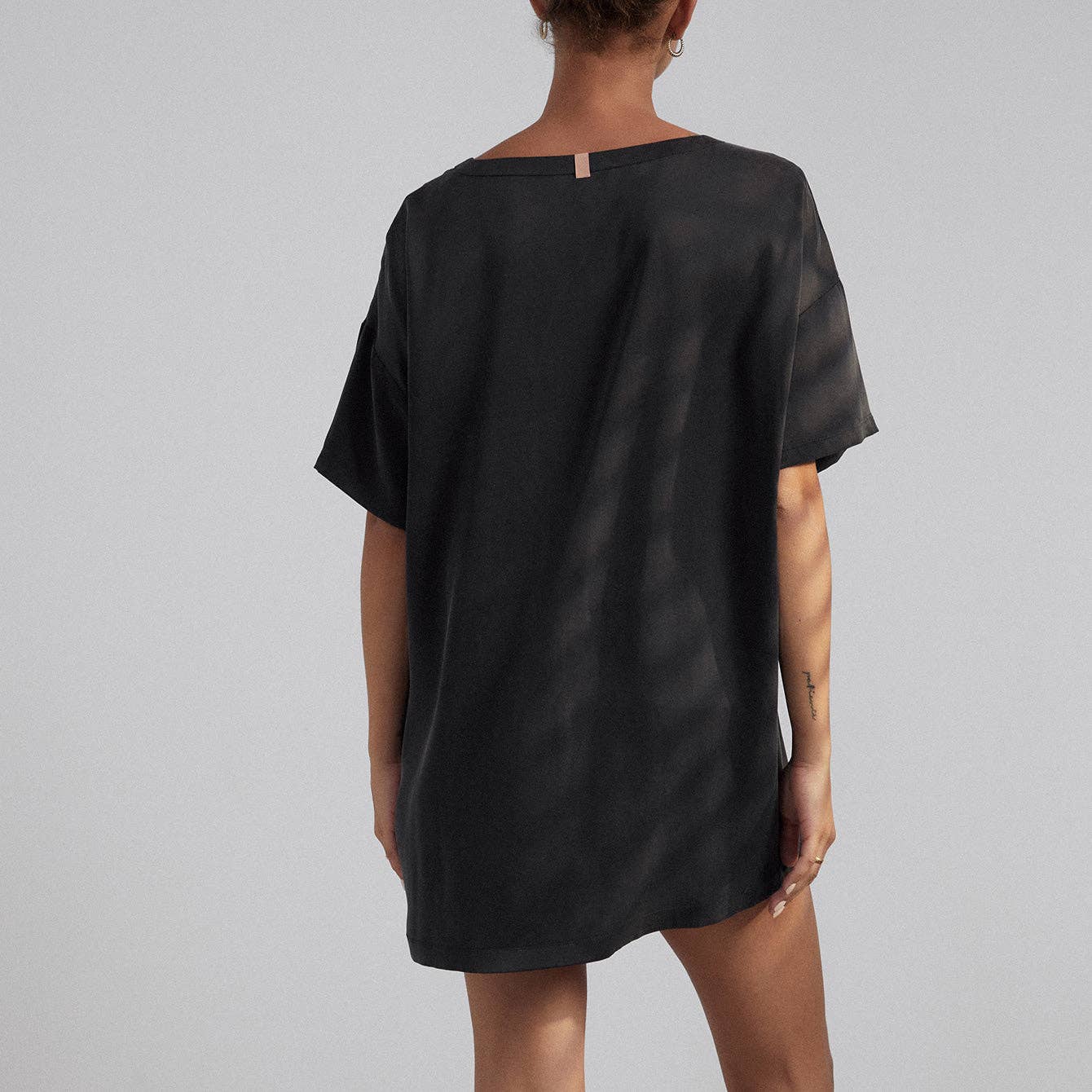 Lunya Washable Silk Tee Set in Immersed Black, available at LaSource in Darien