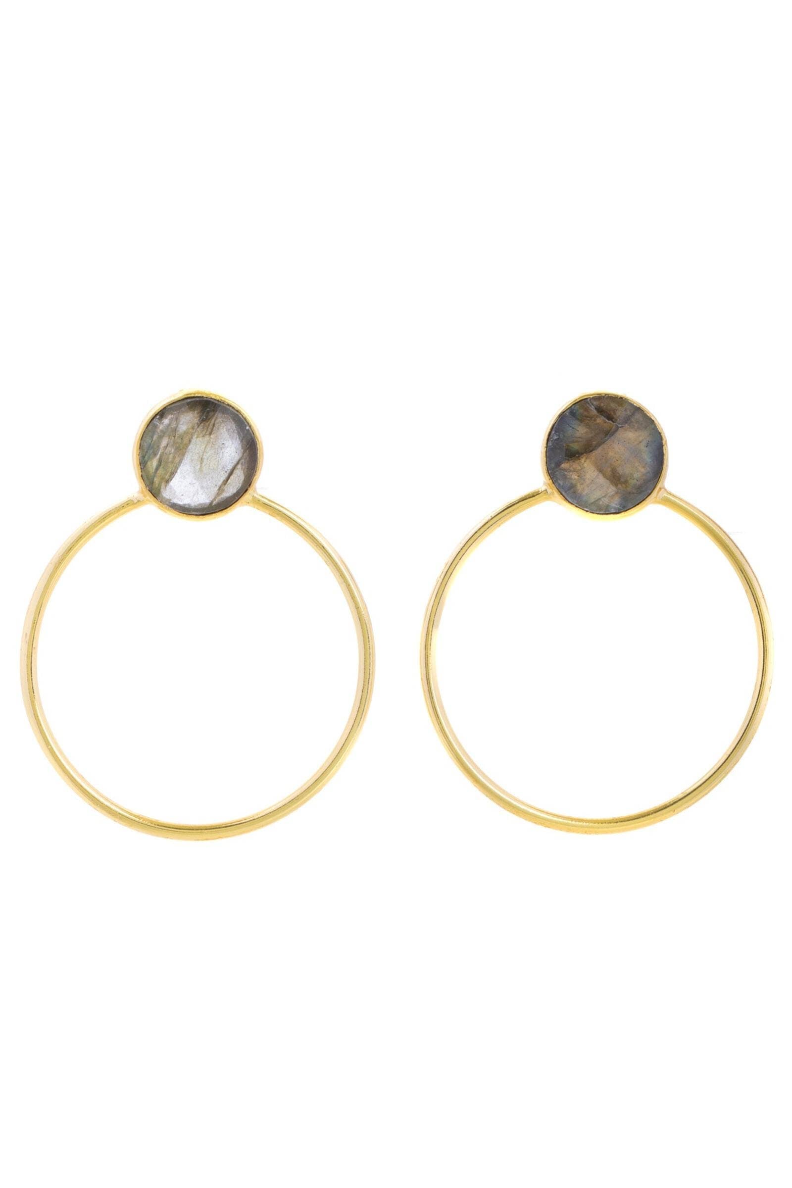 Saachi JWL Gemstone Adorned Hoop Earrings in black at LaSource in Darien