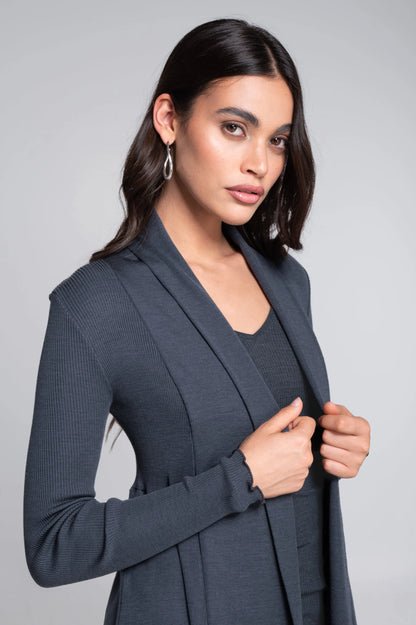 Long Cardigan in Wool and Silk