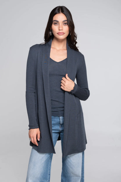 Long Cardigan in Wool and Silk