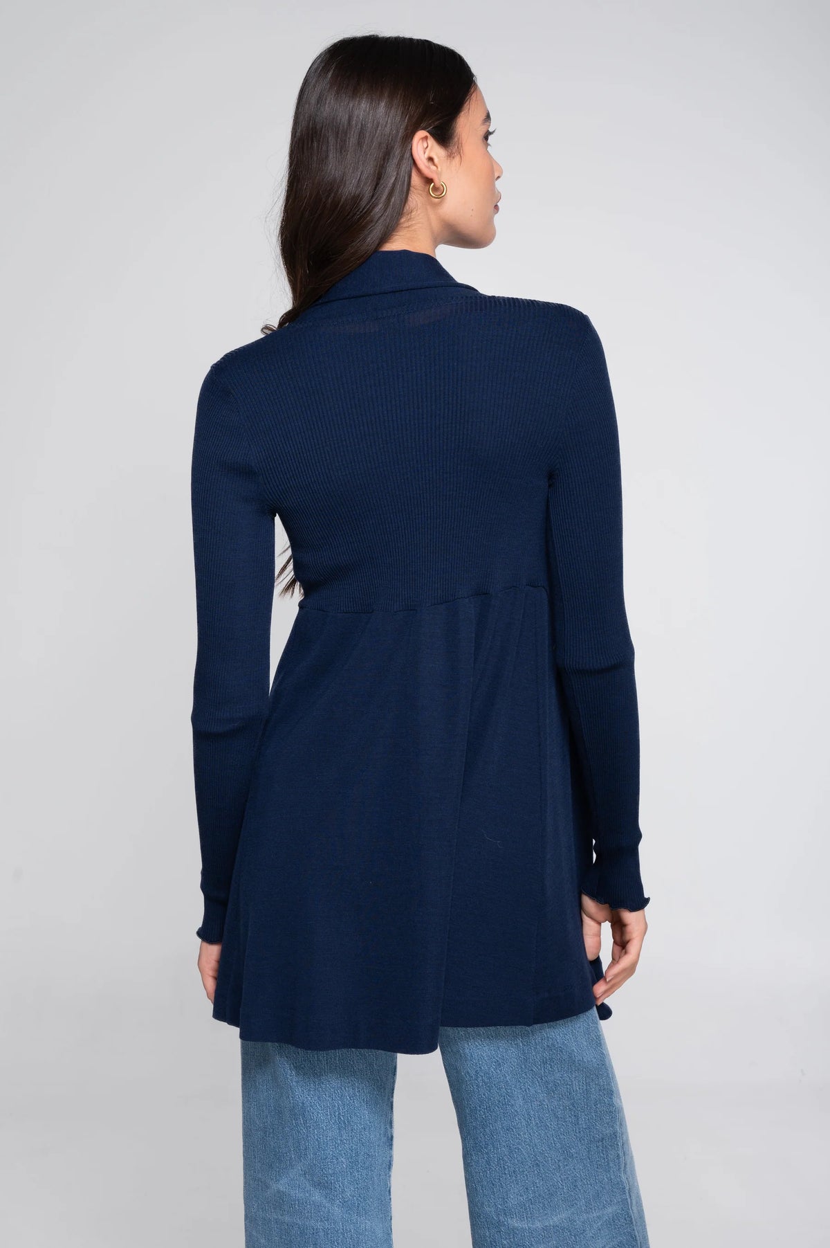 Long Cardigan in Wool and Silk