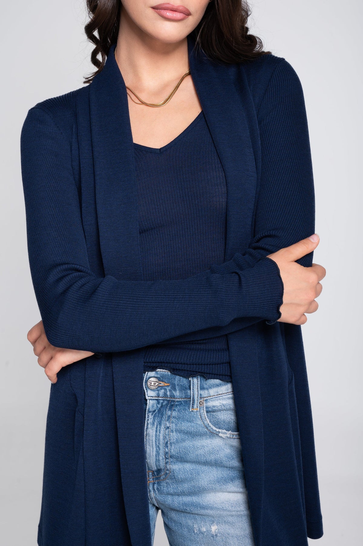 Long Cardigan in Wool and Silk