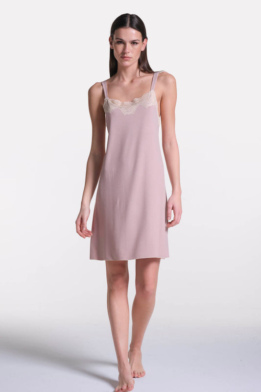 Pale Pink Ribbed Slipdress