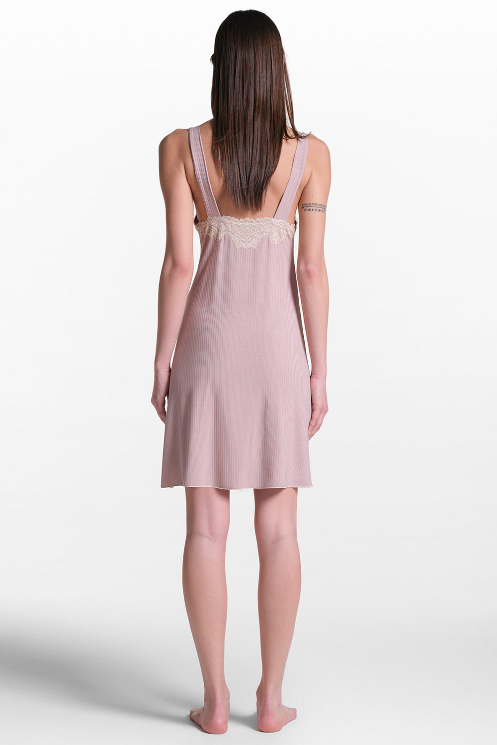 Pale Pink Ribbed Slipdress