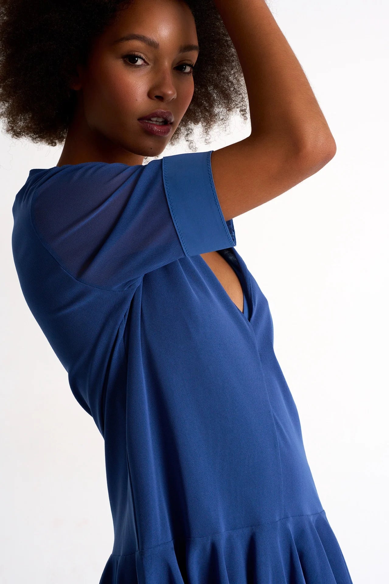 Shan Short Sleeve Coverup Dress in color -denim, available at LaSource in Darien. 