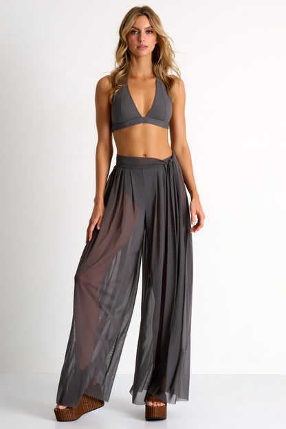 Mesh Pants with Tie-Knot Detail